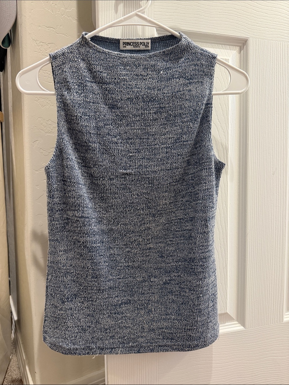 Princess Polly Heathered Blue Knit Tank Top